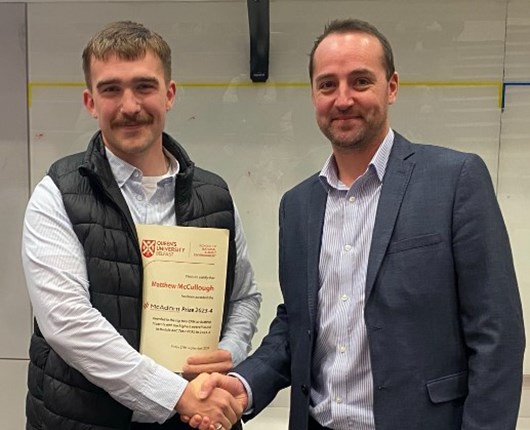 Project Management students awarded the McAdam Prize for highest marks in Procurement Module